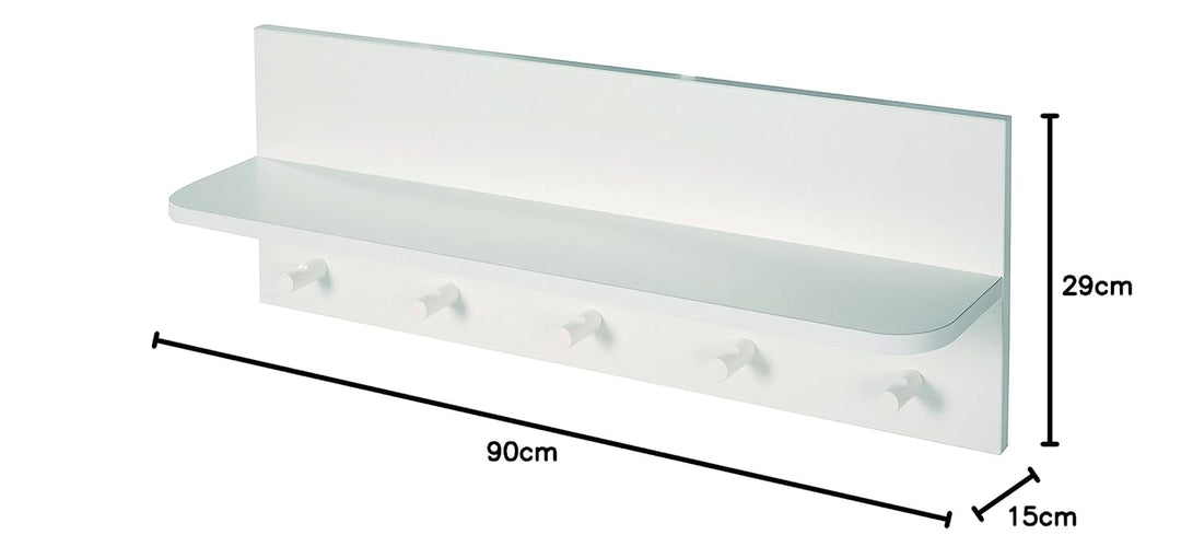roba Wandgarderobe, 1 Ablage, 5 Haken weiss, für Wand Diele/Bad oder Garderobe im Kinderzimmer