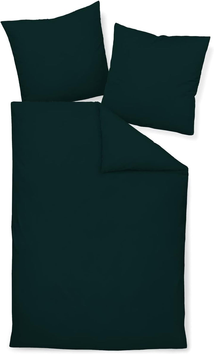 Janine Mako Satin Bettwäsche Uni Colors 135 x 200 cm schwarz 135 cm x 200 cm Schwarz, 135 cm x 200 c