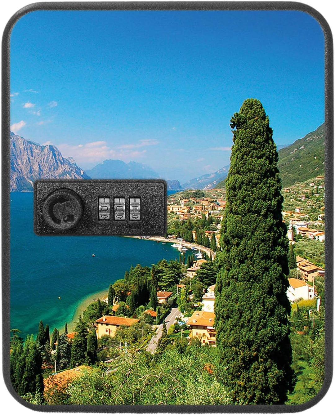 banjado® Burg-Wächter® abschliessbarer Schlüsselkasten mit Motiv Gardasee für 20 Schlüssel - Schlüss