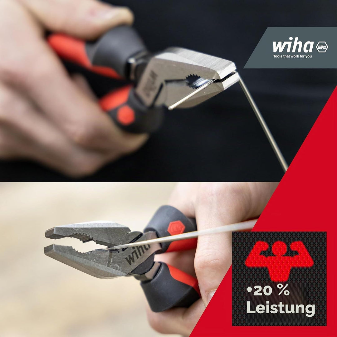 Wiha Kombizange Industrial mit DynamicJoint und OptiGrip I Extra Langer Schneide 180mm I Universelle