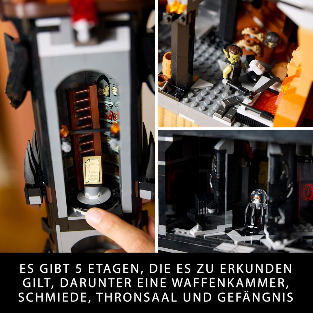 LEGO Icons Der Herr der Ringe: Barad-dûr, Bauset für Erwachsene mit den Minifiguren Sauron, Gothmog,