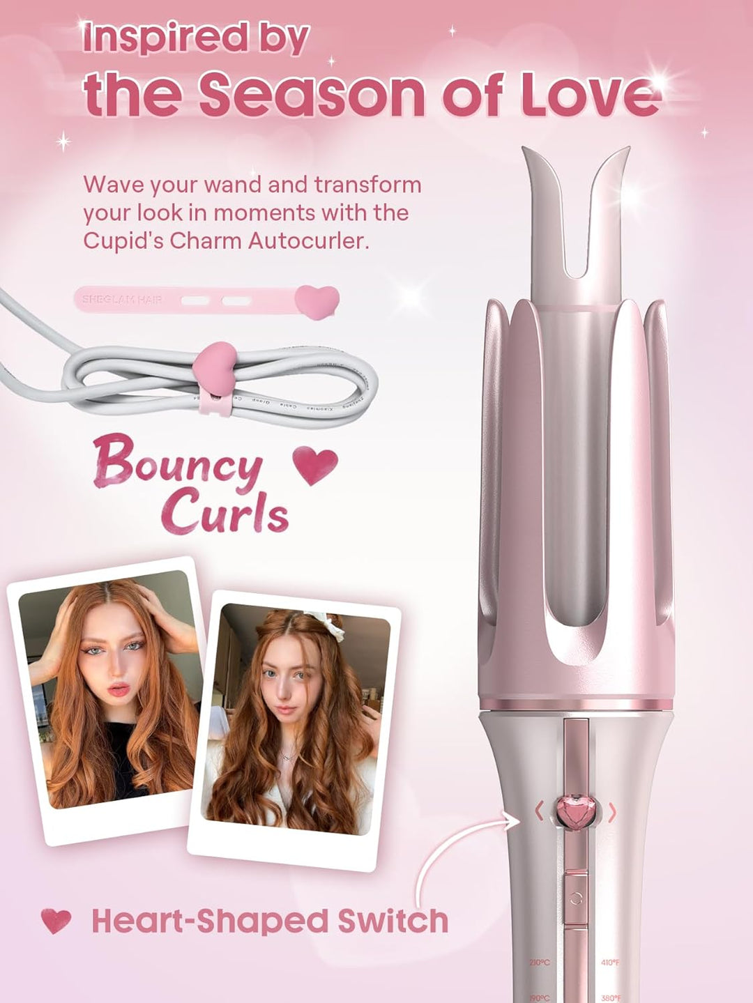 SHEGLAM Cupid's Charm One-Touch Automatisches Lockenstab Schnellaufheizend Selbstrotierender Lockenw