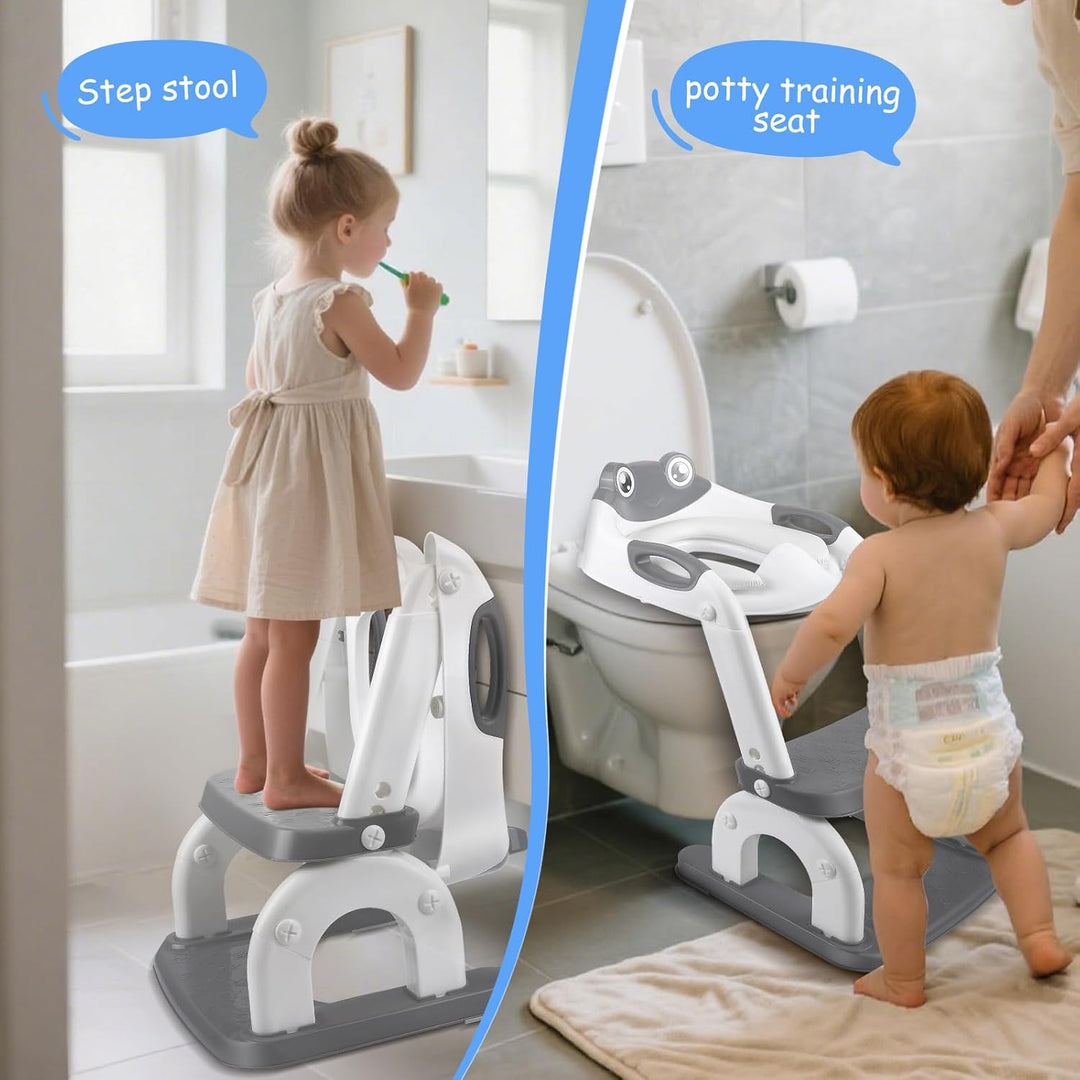 Toilettensitz Kinder WC Toilettentrainer mit Treppe 8 Einstellbare Höhen Tritthocker für Kloaufsatz