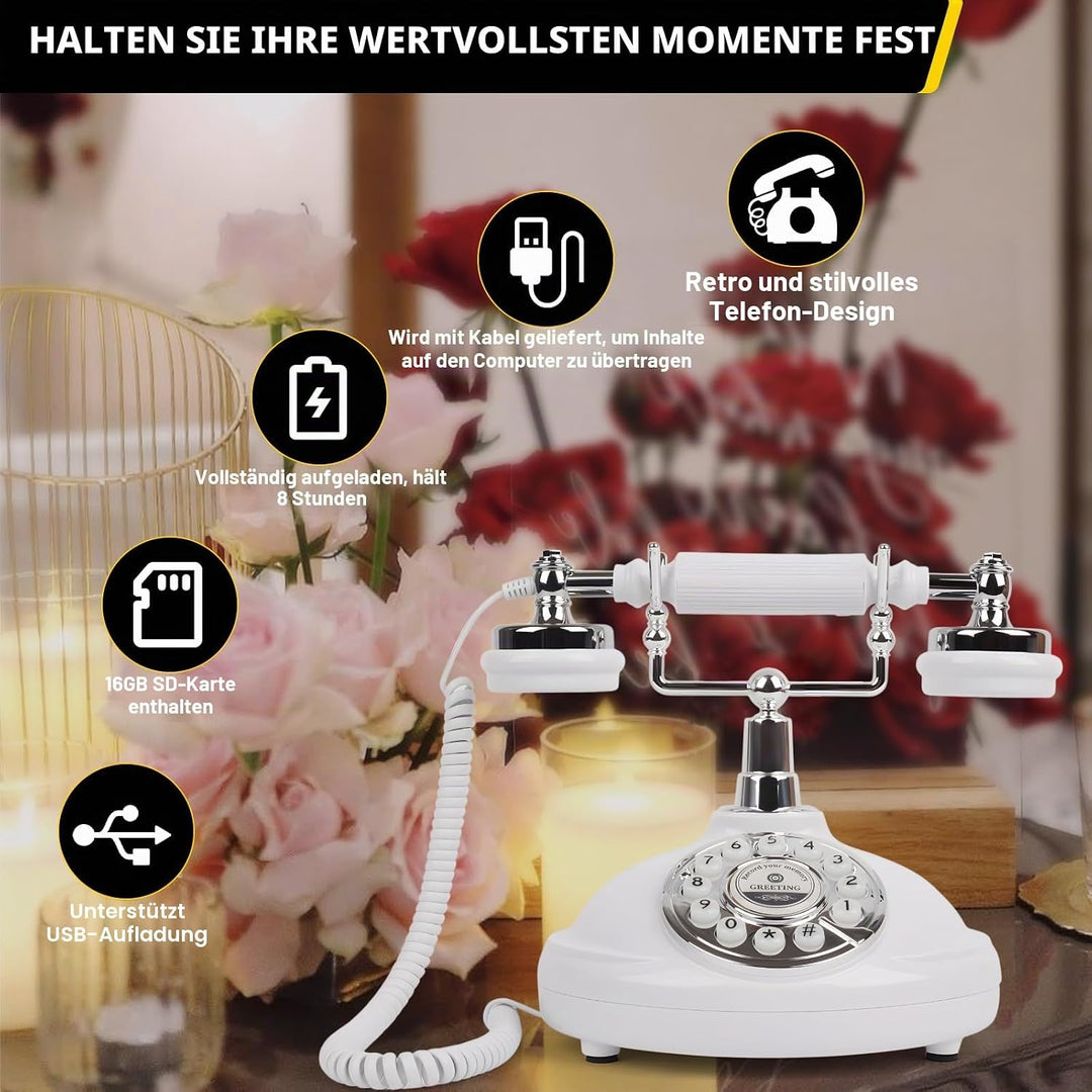Audio-Gästebuch, Hochzeitstelefon, Aufzeichnung individueller Audio-Nachrichten mit Gästebuch, Retro