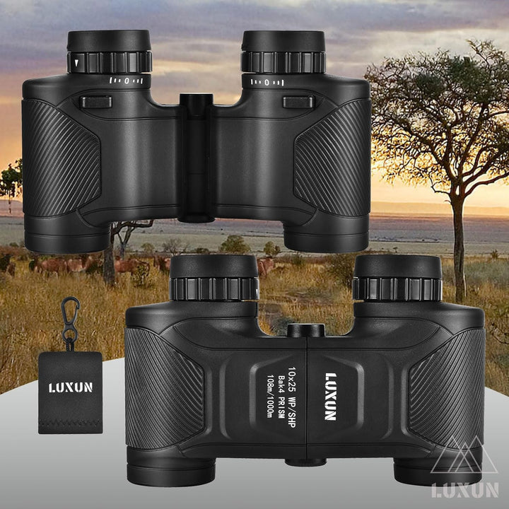 LUXUN 10x25 Fernglas für Erwachsene, Klein Fernglas mit BaK4 Prisma, IPD 58–79mm, für Vogelbeobachtu