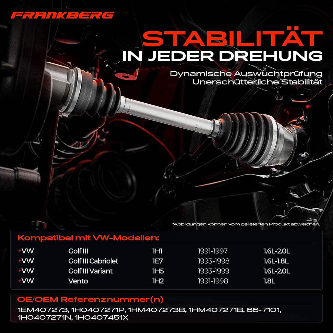 Frankberg Antriebswelle Antriebsachse Automatikgetriebe Vorne Links Kompatibel mit Golf III 1H1 1.6L