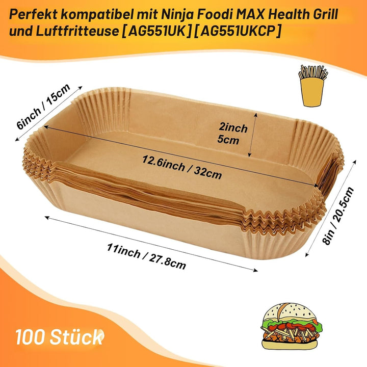 BYKITCHEN Airfryer Backpapier for Ninja Foodi MAX Grill und Heissluftfritteuse [AG551EU][AG551EUCP],
