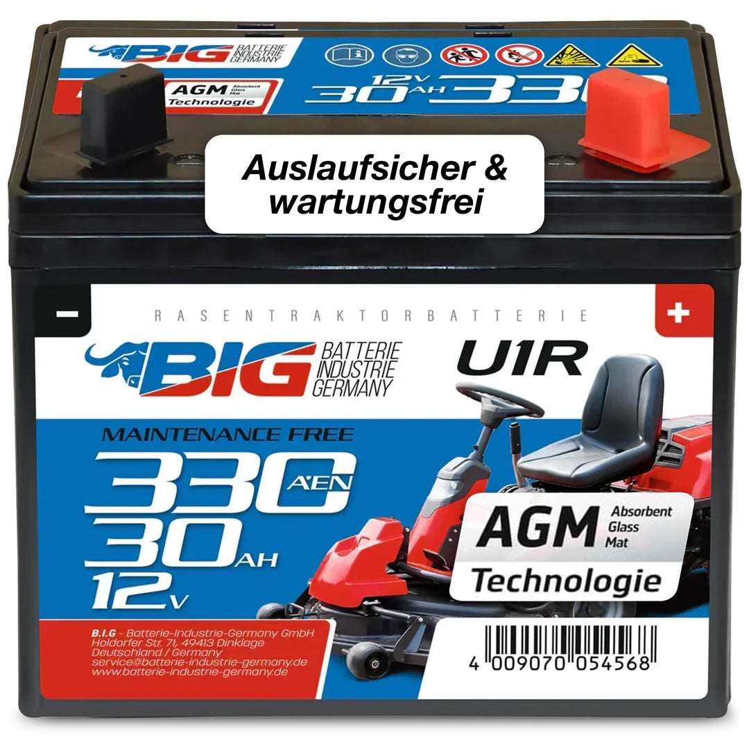 Starterbatterie für Aufsitzmäher wartungsfrei L