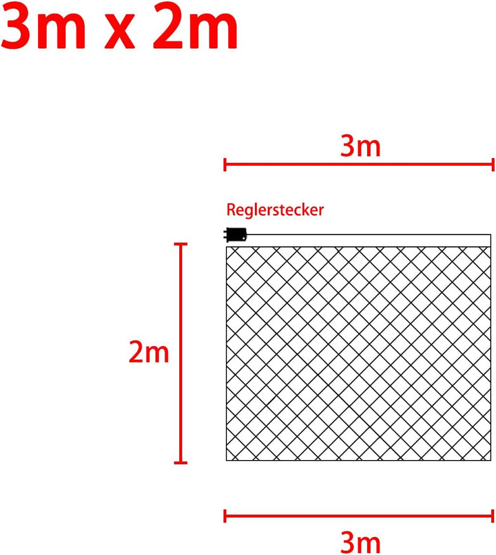 HENGMEI LED Lichternetz Lichterkettennetz Aussen und Innen 3x2m Lichterkette Netz mit stecker, 8 Mod