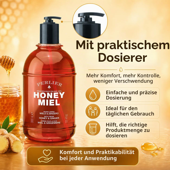 Perlier Honig Miel Badcreme Honig & Ingwer - mit Honig Bio 100% Italienisch - 3000 ml mit Dosierer