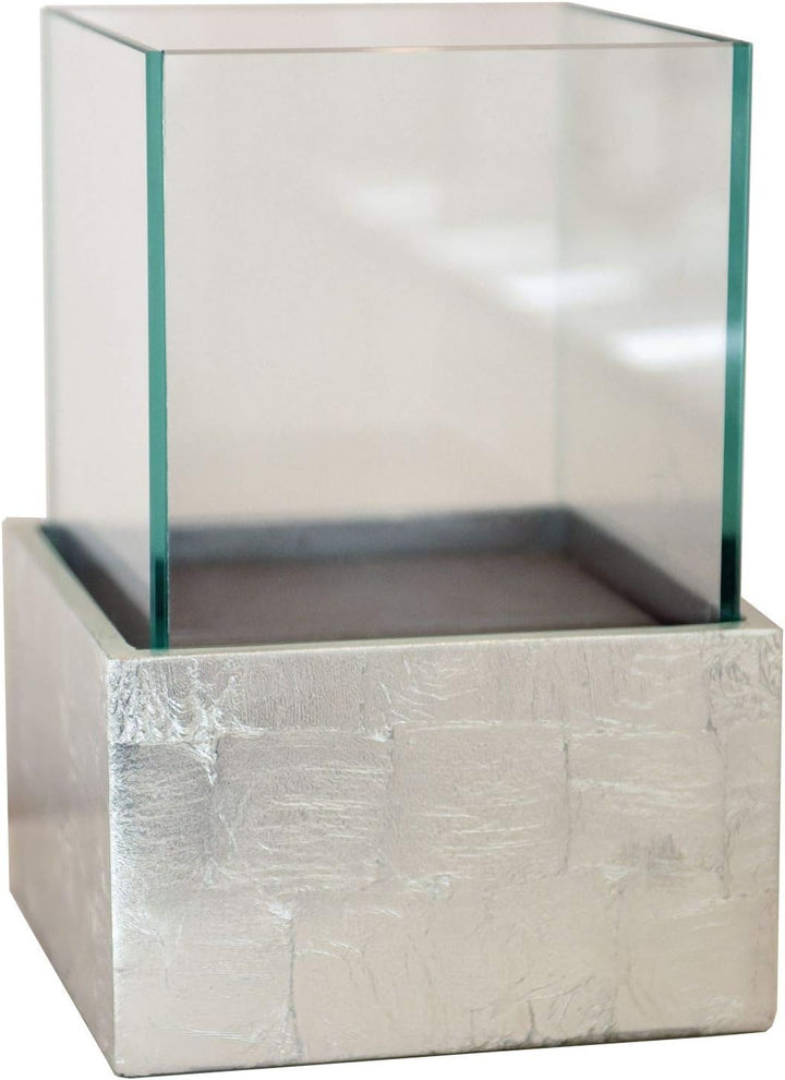 Deko-Windlicht Kerzenhalter viereckig CANDELITA - Silber Hochglanz 20x20x29 20x20x29 Silber Hochglan