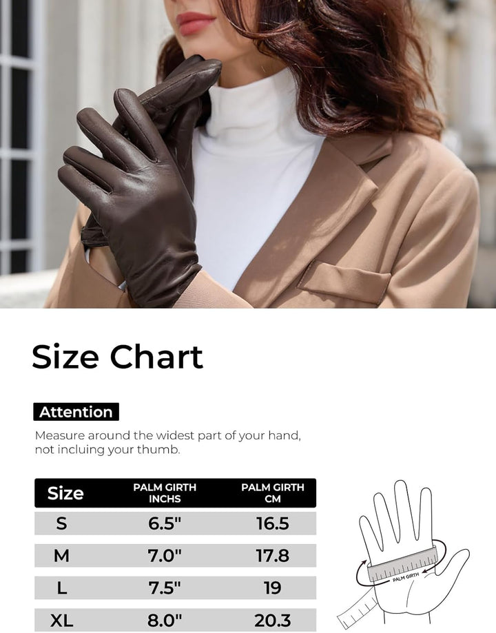 Knuffnee Damen Winter Lederhandschuhe Warme Gefüttert Handschuhe Autofahren Handschuhe Kaffee S, Kaf