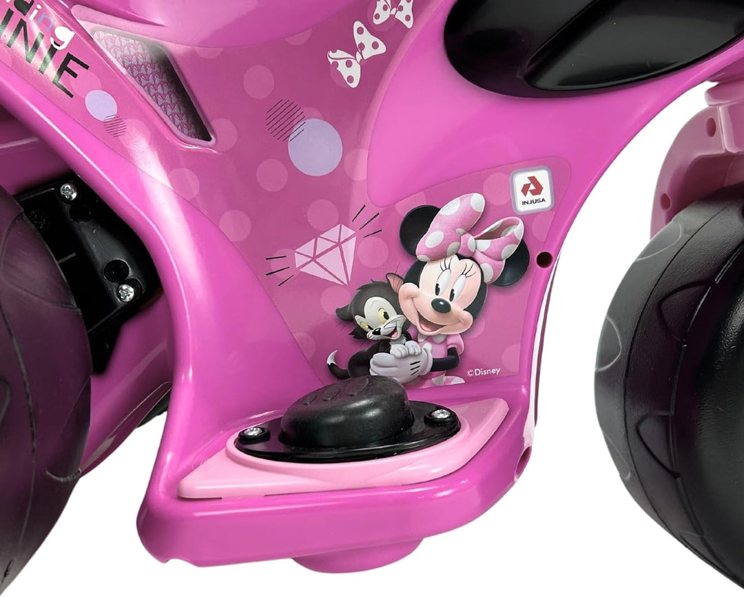 INJUSA - Elektromotorrad Minnie Mouse Samurai, 6V Batterie, für Kinder von 1 bis 3 Jahren, mit Gaspe