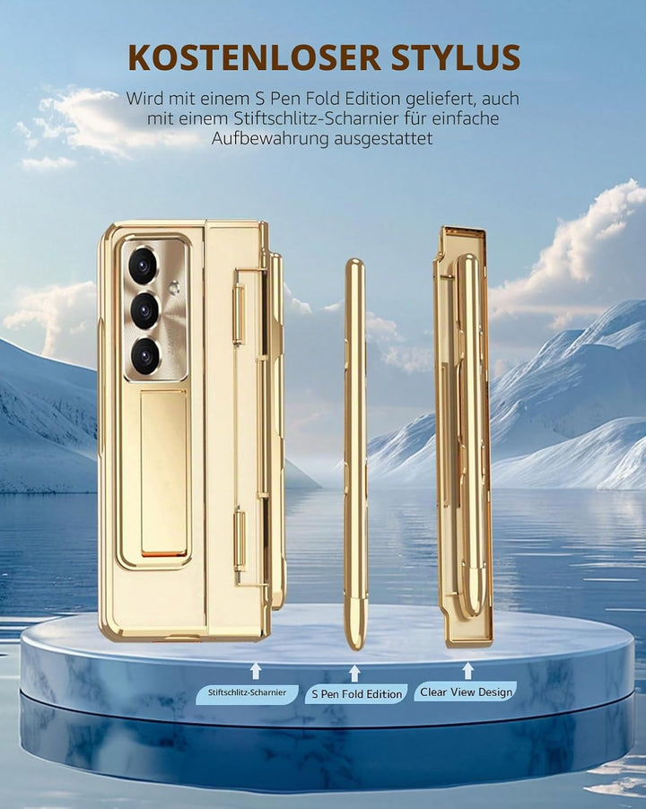 NINKI für Samsung Galaxy Z fold 7 Stand Hülle mit S Pen und Halter,4 in 1 Scharnierschutz Handyhülle