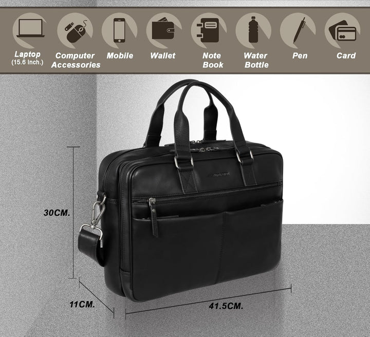 Marc Peter Laptoptasche Dallas I Leder Umhängetasche für 15.6 zoll Laptop I Aktentasche für Notebook