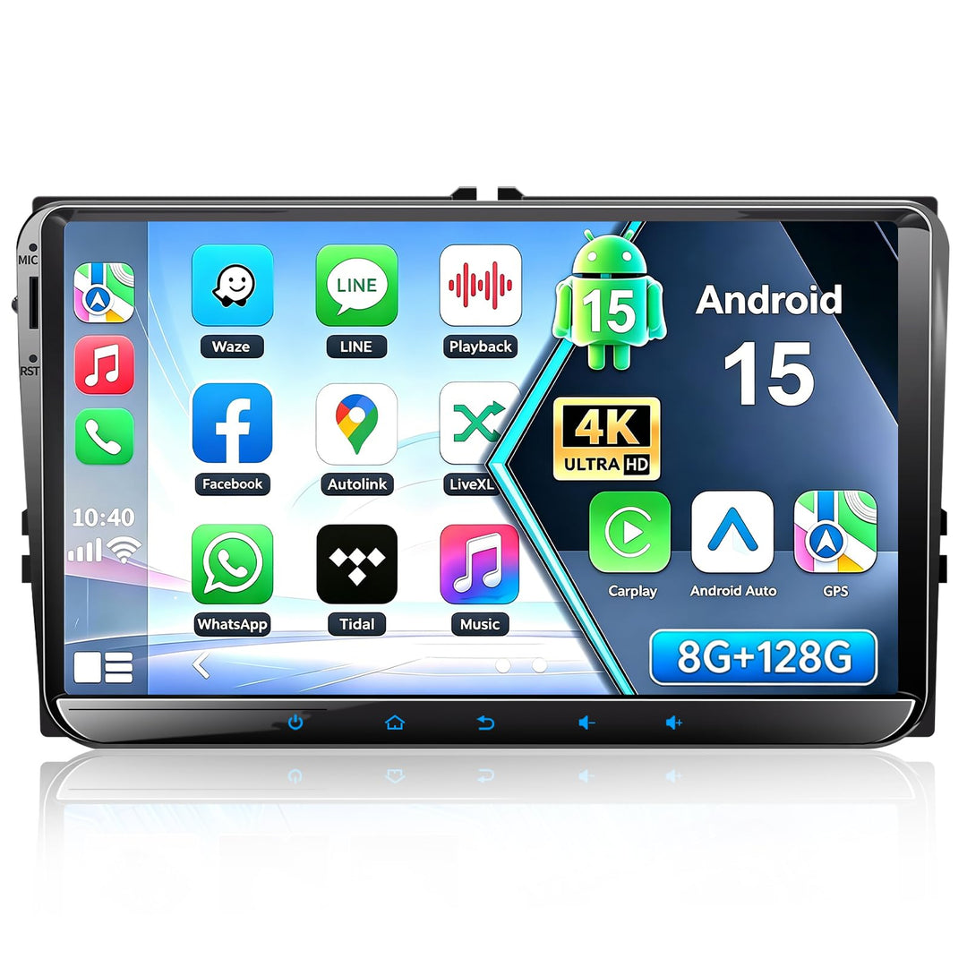 9 Zoll Android 15 8+128G Autoradio mit Qualcomm Chip Bildschirm für Golf 5 Golf 6 VW T5 VW Polo 6R G