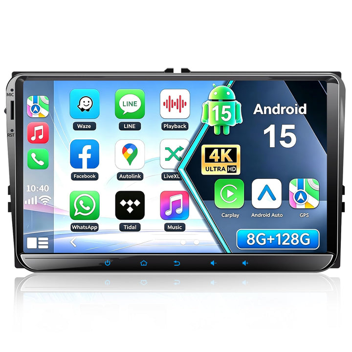 9 Zoll Android 15 8+128G Autoradio mit Qualcomm Chip Bildschirm für Golf 5 Golf 6 VW T5 VW Polo 6R G