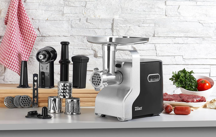 Fleischwolf 9in1 | 2100W | 3 Lochscheiben | Reverse-Funktion | Wurstaufsatz | Spritzgebäckaufsatz |