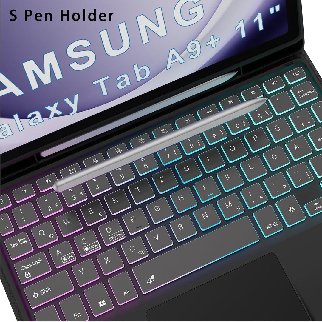 für Samsung Tablet A9 Plus Tastatur QWERTZ Deutsches - Galaxy Tab A9 Plus Hülle mit Tastatur, DIY 3-