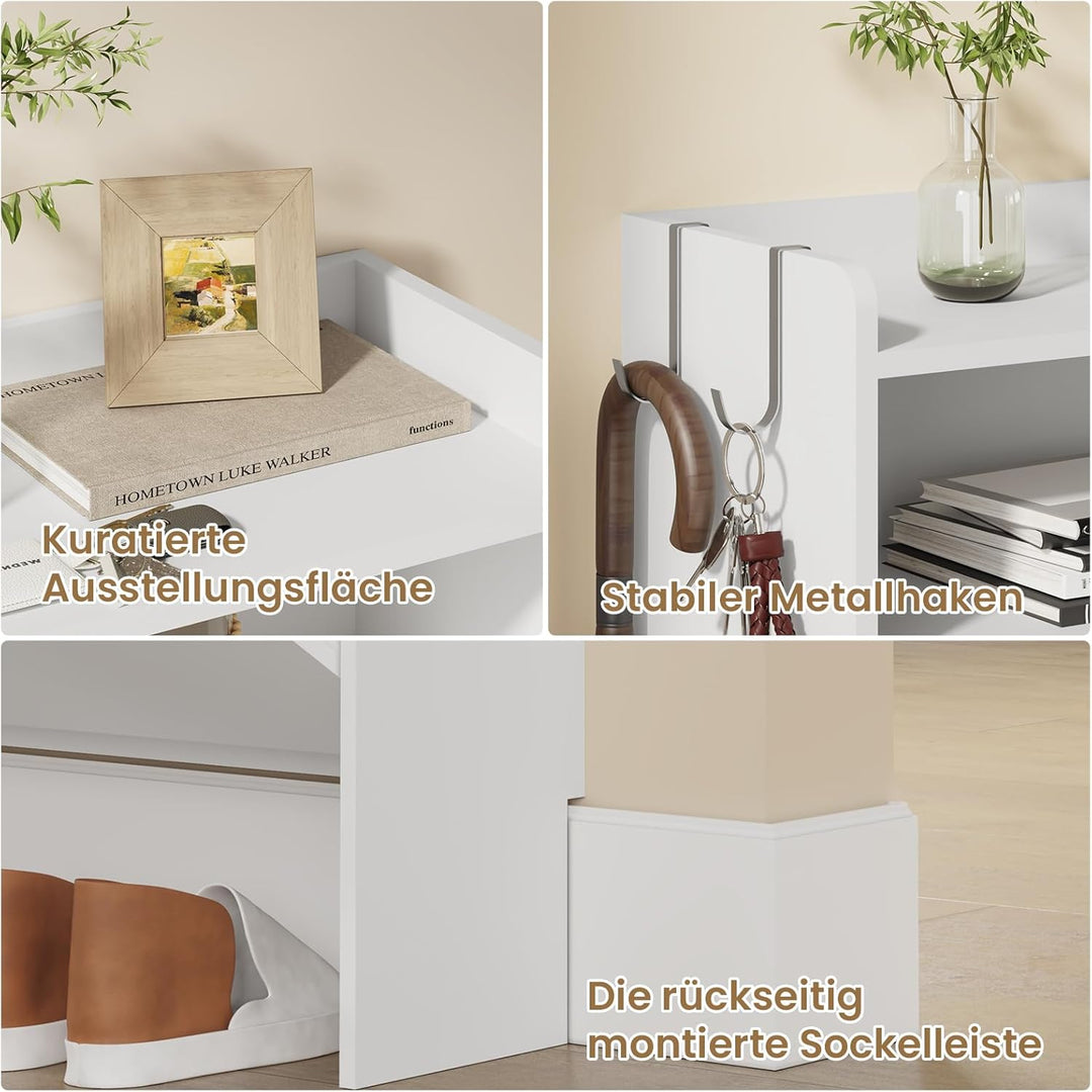 Asgolion Schuhschrank 2 Klappen, Schuhregal, offenes Fach, Schuhkommode Schuhregal mit Trennwände ve