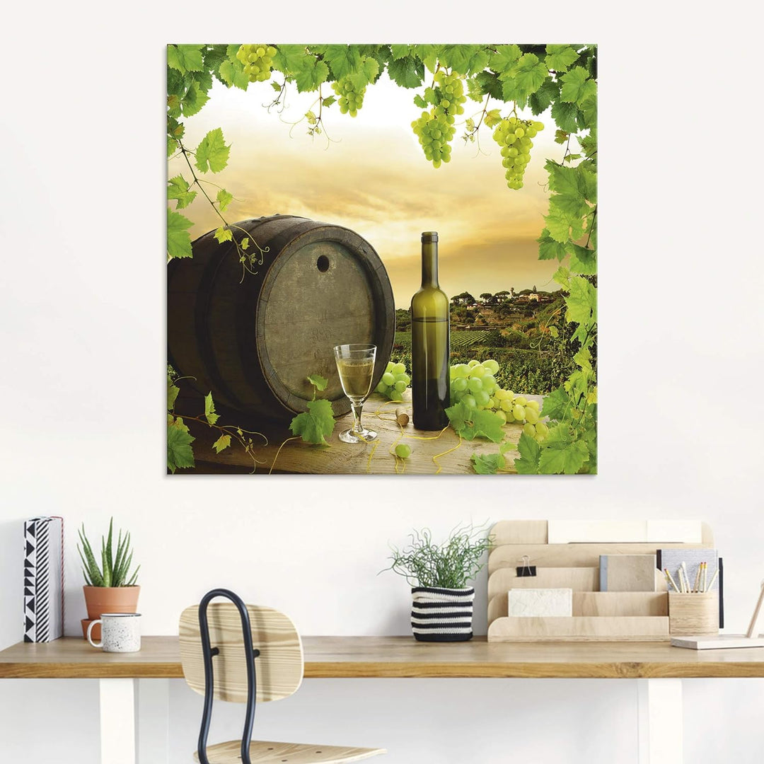 ARTland Glasbilder Wandbild Glas Bild einteilig 50x50 cm Quadratisch Landschaft Natur Wein Obst Trau