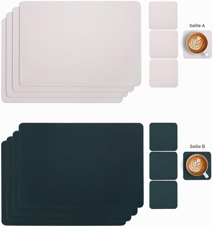 Myir JUN Tischsets Abwaschbar und Untersetzer, Platzset Leder Platzdeckchen Abwaschbar Doppelseitige