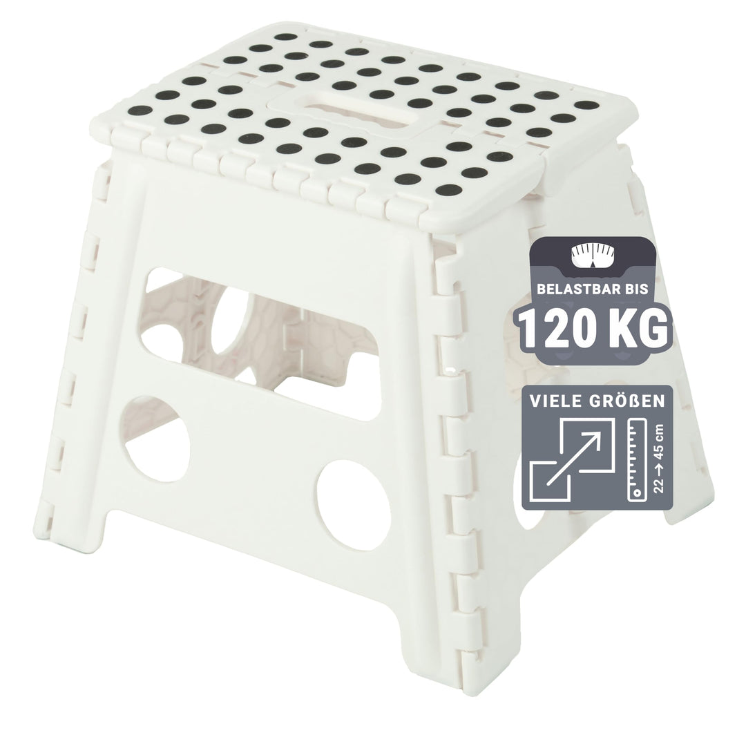 ZOLLNER Tritthocker faltbar - Klapphocker für Kinder und Erwachsene bis 120kg - Anti-Rutsch-Beschich