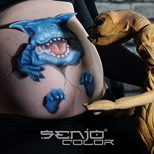 Senjo Color Basic Pinsel & Airbrush Bodypainting Farben Set 5 x 75ml Schwarz, Weiss, Rot, Gelb, Blau