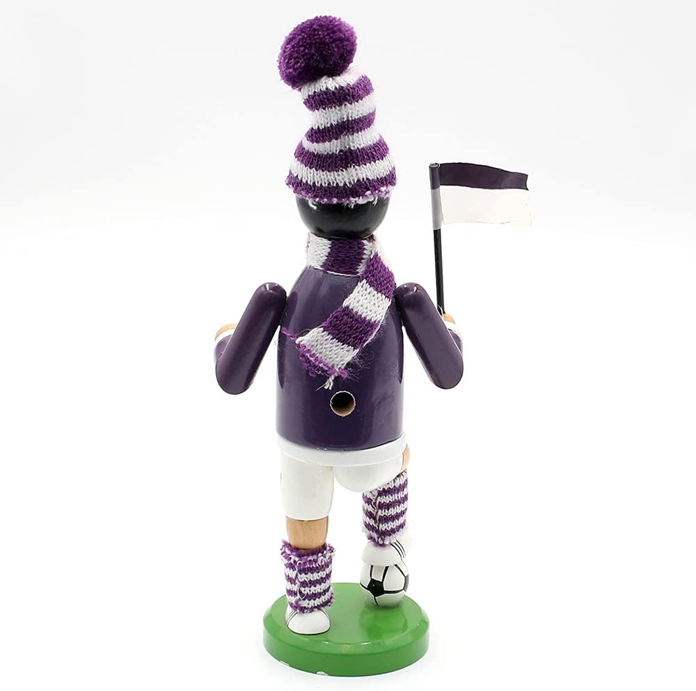 Dekohelden24 Räuchermann als Fussballer mit lila/weissem Outfit, ca. 20 cm, 520363, Lila/Weiss Lila