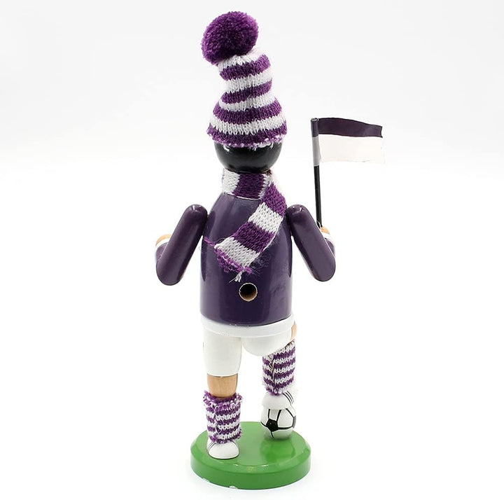 Dekohelden24 Räuchermann als Fussballer mit lila/weissem Outfit, ca. 20 cm, 520363, Lila/Weiss Lila
