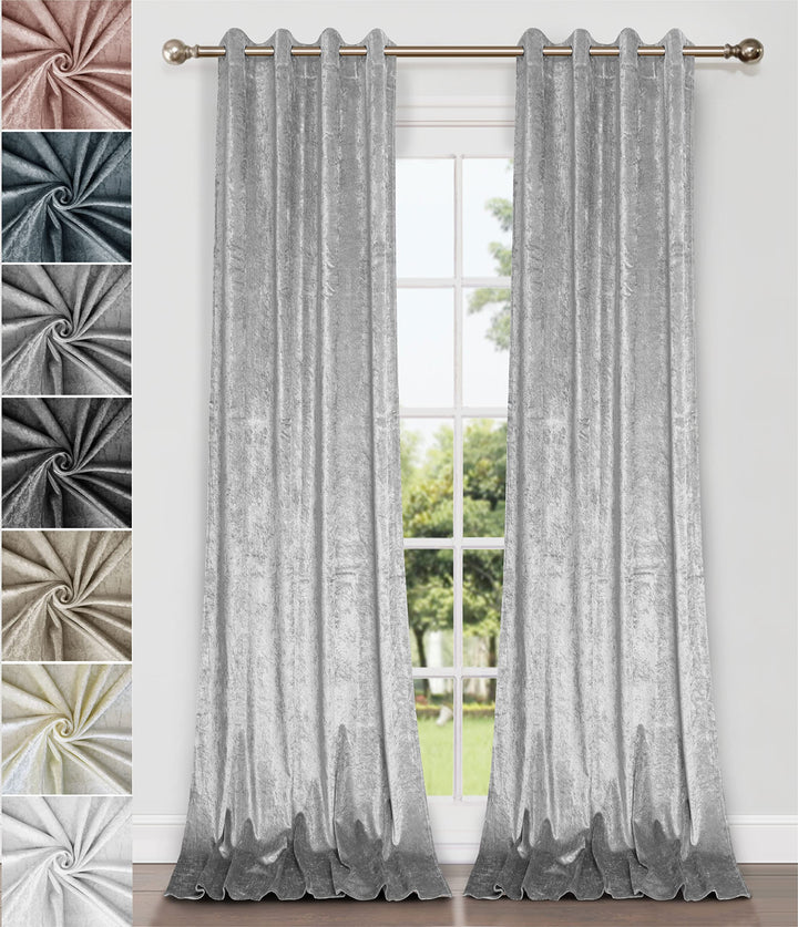 Home Direct Vorhänge, Gardinen aus zerknittertem Samt, Vorhang mit Ösen, ungefüttert, 2 x 175cm x 14