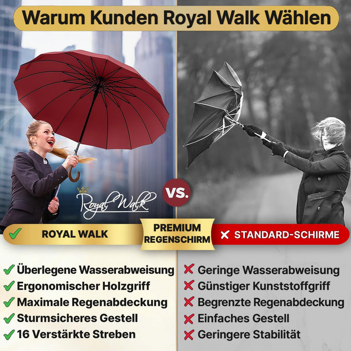 Royal Walk Regenschirm Gross Sturmfest Golf Schirm XXL Stabiler Stockschirm | Grosser Regenschirm fü