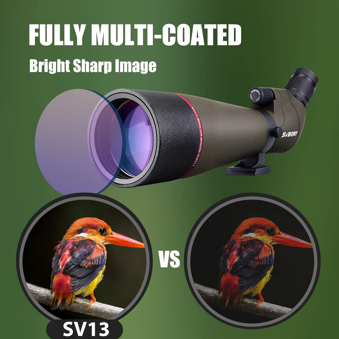 Svbony SV13 Spektiv 20-60x80, Tischstativ, Smartphone Adapter, HD Wasserdicht Porro Prisma Abgewinke