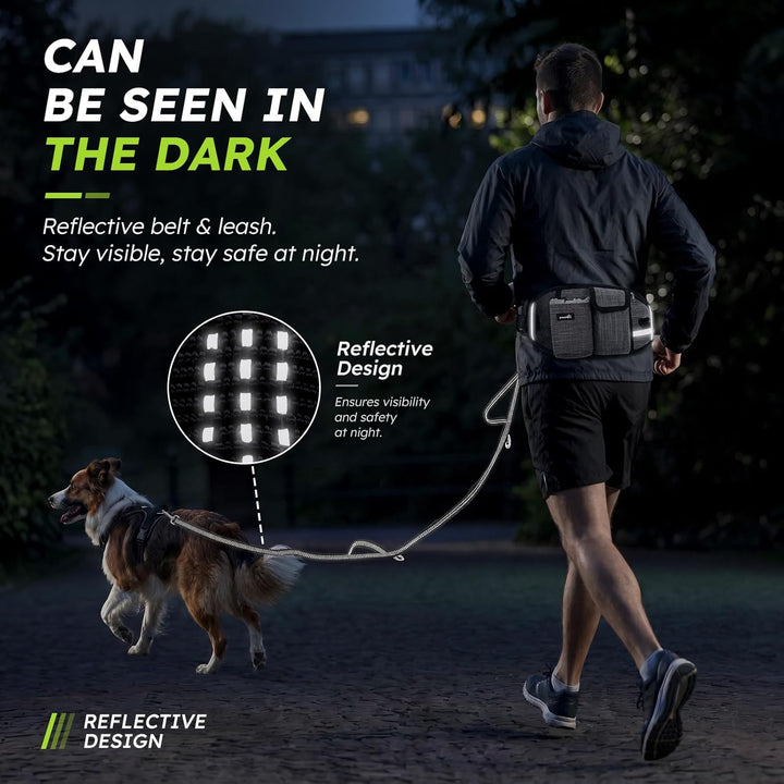 Pecute Joggingleine Hunde mit Bauchgurt, Laufgürtel Hundleine für Grosse und Mittelgrosse Hunde, Lei