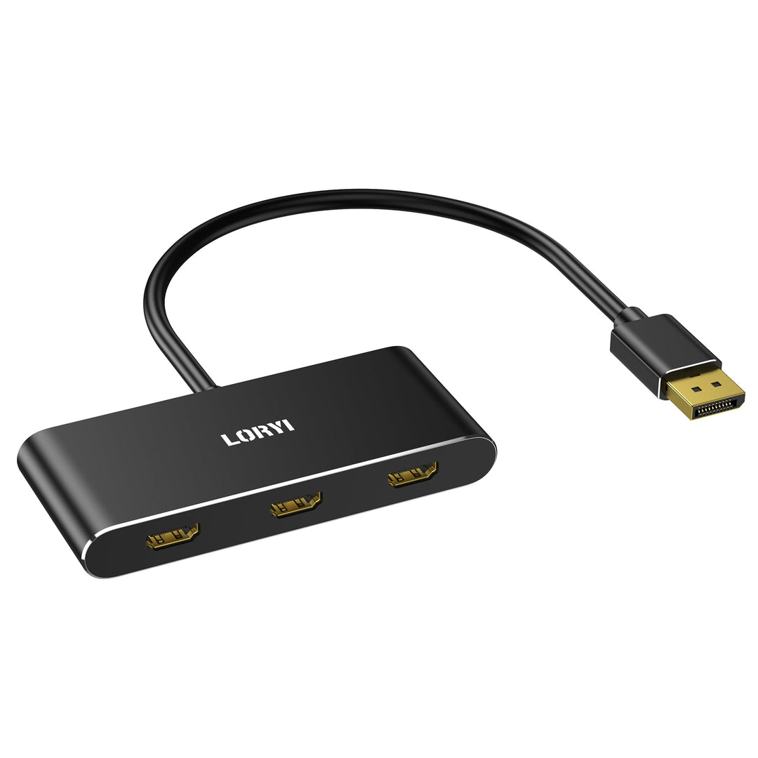 3-Port DisplayPort 1.4 auf 3 HDMI Splitter Dreifach 4K 60Hz Monitore Einzel 8K, Dual 4K 120Hz DP auf