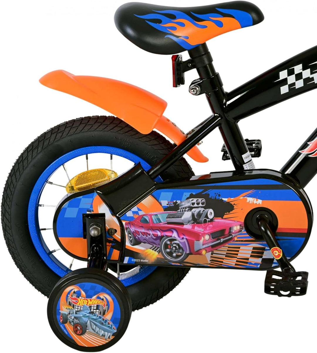 Volare Hot Wheels Kinderfahrrad - Jungen - 12 Zoll - Schwarz Orange Blau