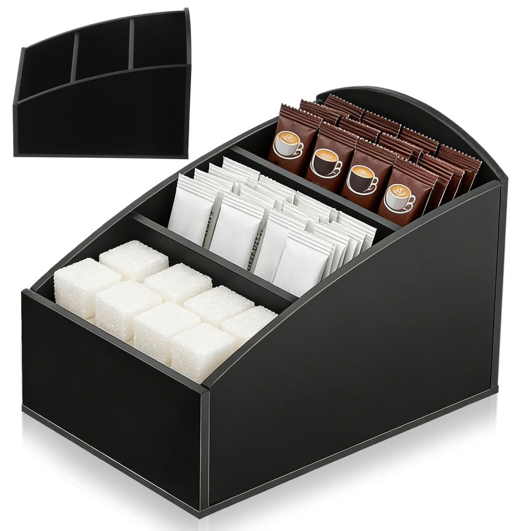 Baluue 2 Stück Kompakter Kaffee Organizer mit Separatem Fächersystem für Teebeutel Zuckertüten und G