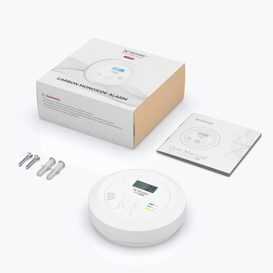 X-Sense CO Melder mit austauschbarer Batteriebetrie und LCD Display inkl. CO-Konzentration, Kohlenmo