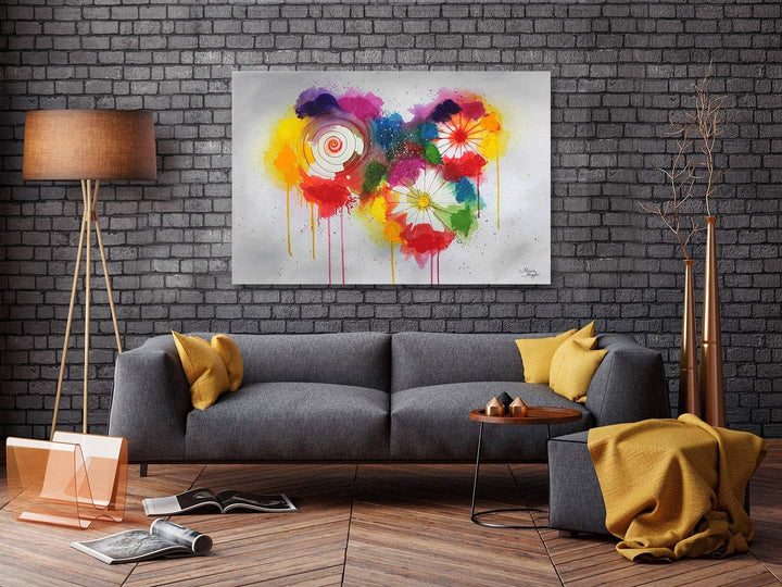 Monica Mirafiori I 100% HANDGEMALT I Gemälde Abstract Flowers 90x60cm | Gemälde Handgemalt | Acrylge