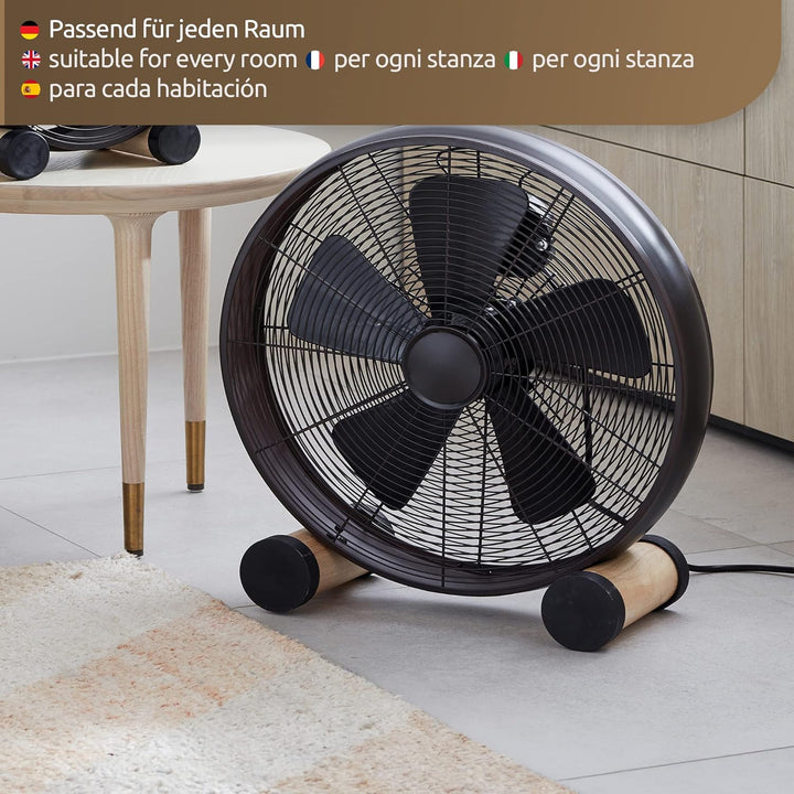 Lucci air Bodenventilator Breeze, mobiler Retro-Ventilator, kleiner Standlüfter mit 3 Geschwindigkei