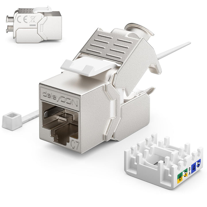 deleyCON 4x CAT 7 Keystone Jack Modul Optimal für CAT7 CAT6 CAT6a Verlegekabel Verbinder Patchkabel