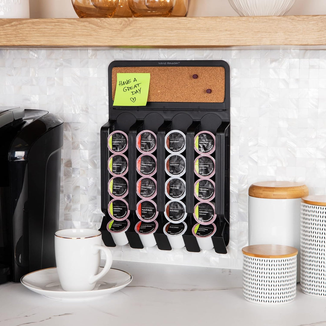 Mind Reader WMNT-BLK Halterung Wall Single Serve Storage Organizer and Memo Board, 20 Coffee Pod Cap