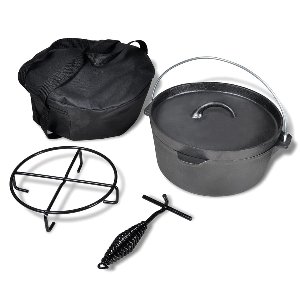 vidaXL Dutch Oven 4,2L Gusseisen Kessel Kochtopf Bräter Topf Feuertopf Camping 4.2 l, 4.2 l