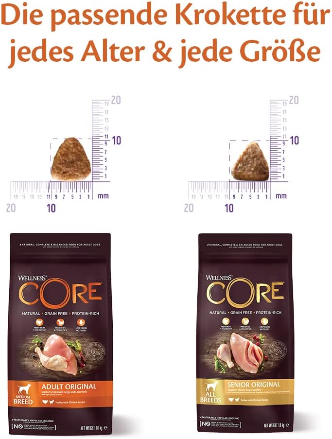 Wellness CORE Senior Original, Hundefutter trocken für alternde Hunde ab 7 Jahren, getreidefrei, mit