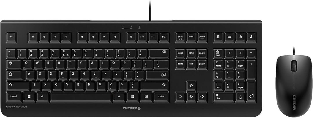 CHERRY DC 2000, Kabelgebundenes Tastatur-Maus-Set, Pan-Nordisches Layout (QWERTY), Plug & Play über