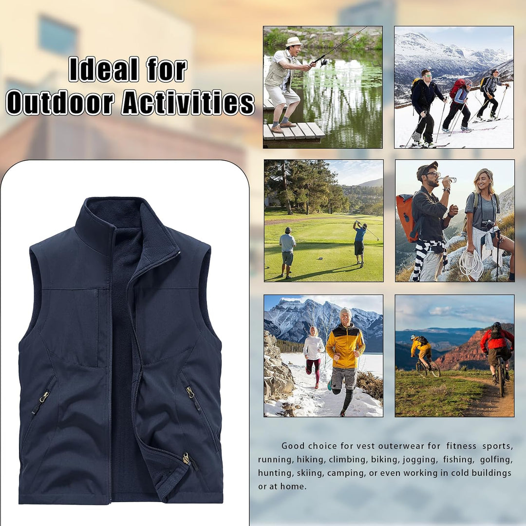 BWBIKE Herren Fleeceweste Doppelseitige Polarfleece Ärmeljacken Plus Velvet Outdoor Winddichte Verdi