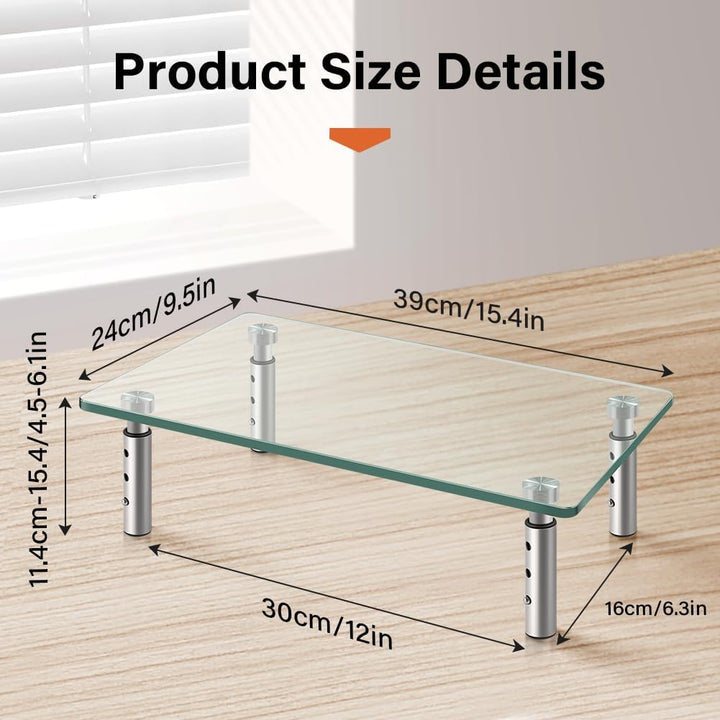 KKTONER GLAS Monitor Stand mit höhenverstellbar für Home Office PC Laptop Computer Bildschirm Riser