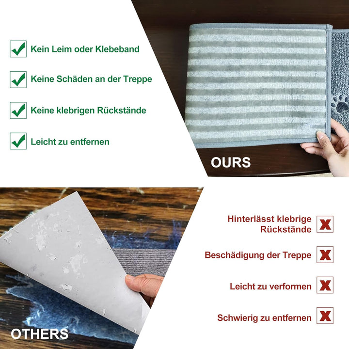 BEQHAUSE Stufenmatten rutschfest 15 Stück,Treppenmatten Einfassung Selbstklebend Sicherheit Stufente