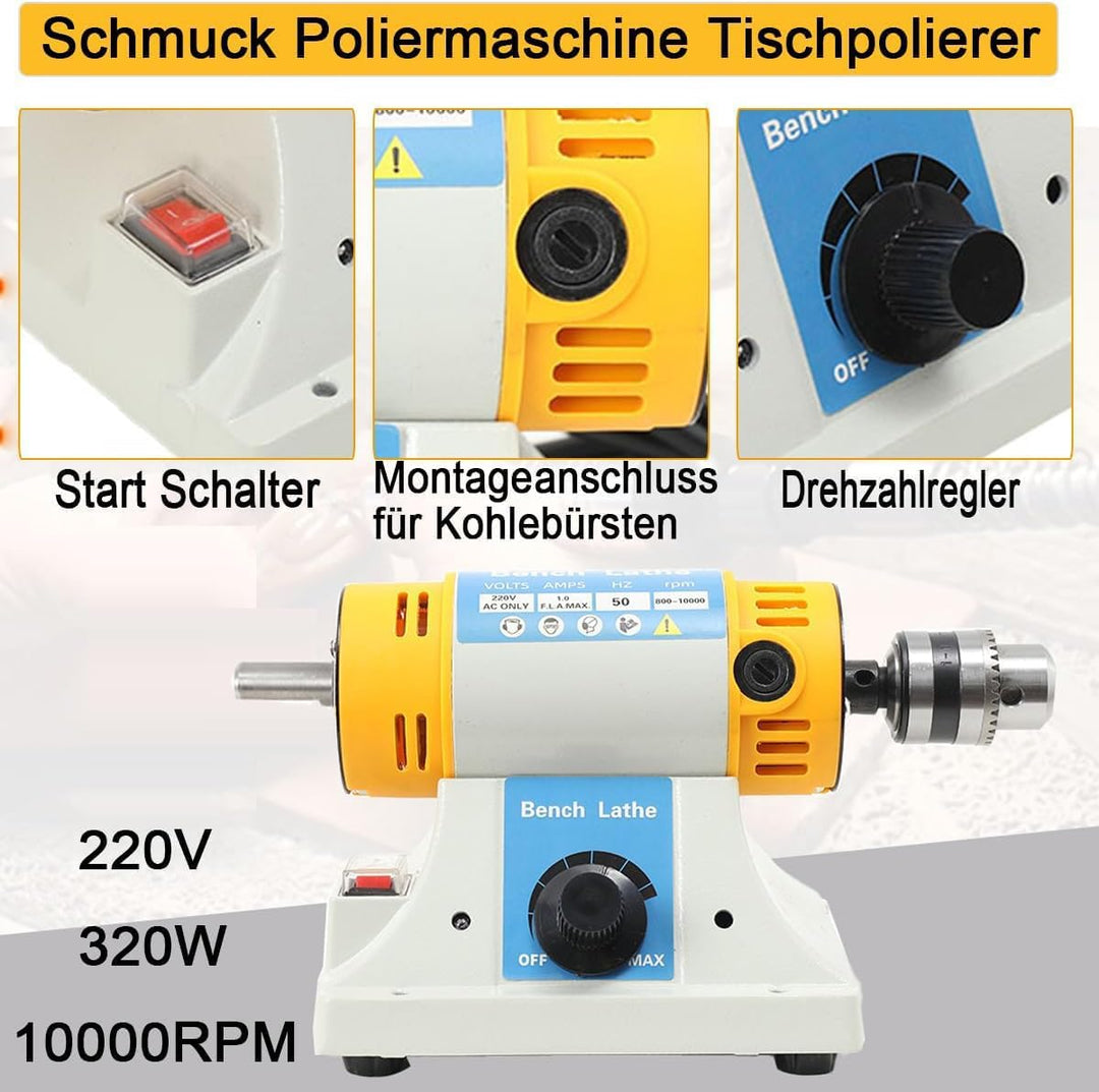 Poliermaschine Set Schmuck Poliermaschine, 220V 320 Watt Elektrische Schleifmaschine Tischpolierer 1
