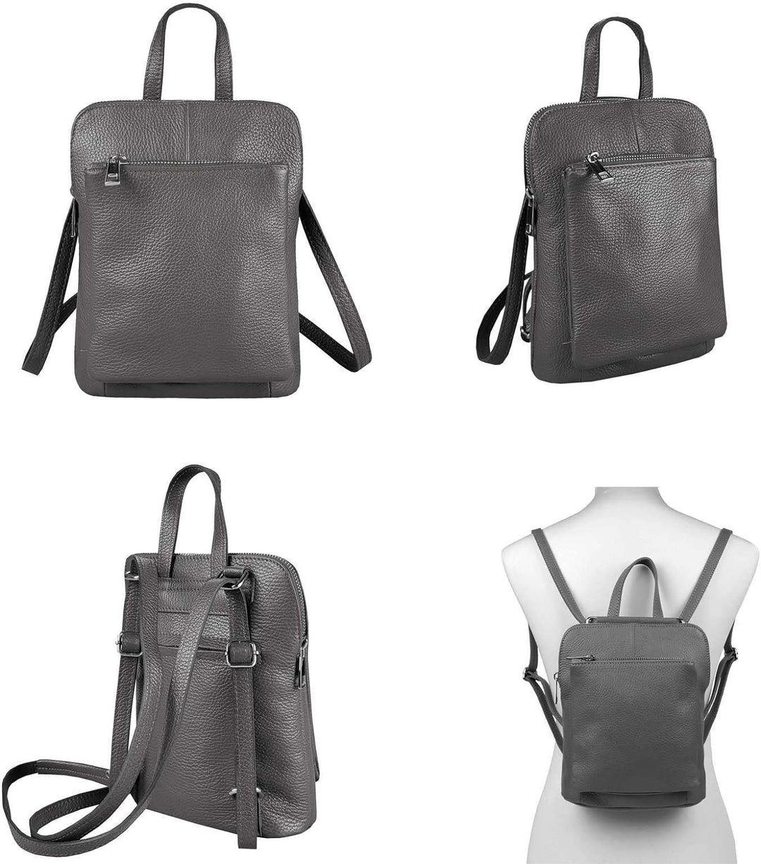 OBC Made in Italy Damen echt Leder Rucksack Bodybag Lederrucksack Tasche Schultertasche Ledertasche